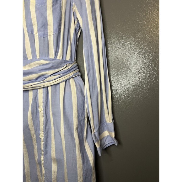GANT Rugger Shirt Dress Womens Large Blue White Striped Belted Button Front - Picture 6 of 15